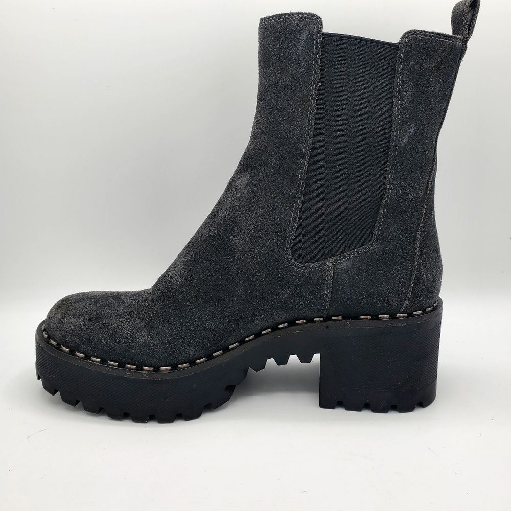 Vince Camuto Dark Gray Suede Chunky Chelsea Ankle Boots